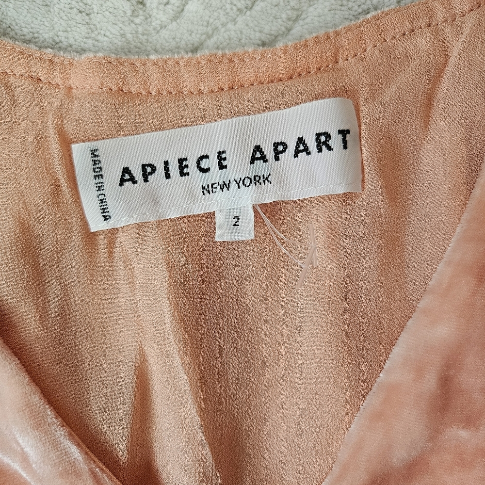 APIECE APART New York | Silk Blend Velvet Ruffle Blush Pink Tier Tank 2 - Picture 4 of 10